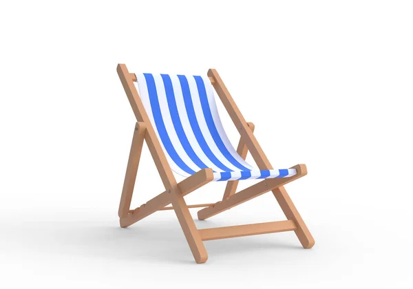 Krzesło Plażowe Białym Tle Rendering Ilustracja — Zdjęcie stockowe