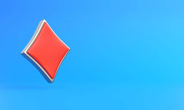 Azen Speelkaarten Symbool Diamanten Met Rode Kleuren Geïsoleerd Blauwe Achtergrond — Stockfoto