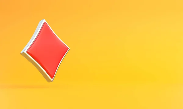 Тузы Играющие Карты Символизируют Бриллианты Красного Цвета Выделенные Желтом Фоне — стоковое фото