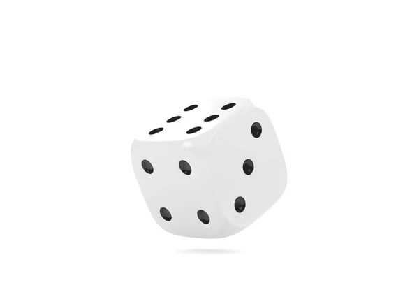 Weiße Rollende Glücksspielwürfel Flight Auf Weißem Hintergrund Würfelglück Brettspiele Geldwetten — Stockfoto