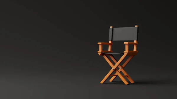 主任椅子为黑色背景 电影业的概念 电影制作设计理念 3D渲染说明 — 图库照片