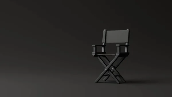 Director chair on black background. Movie industry concept. Cinema production design concept. 3d rendering illustration