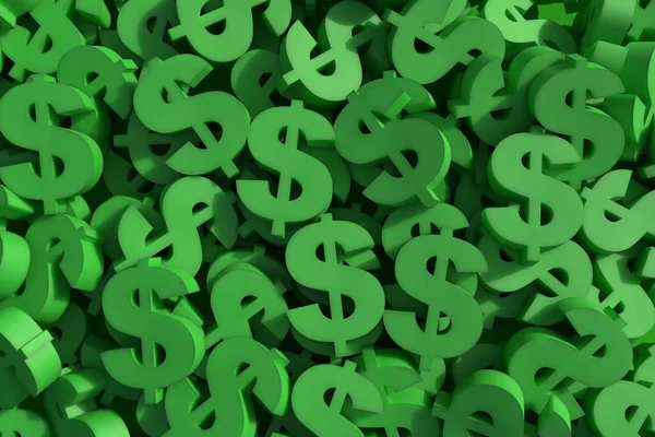 Büyük Miktarda Yeşil Dolar Sembolü Resimleme — Stok fotoğraf