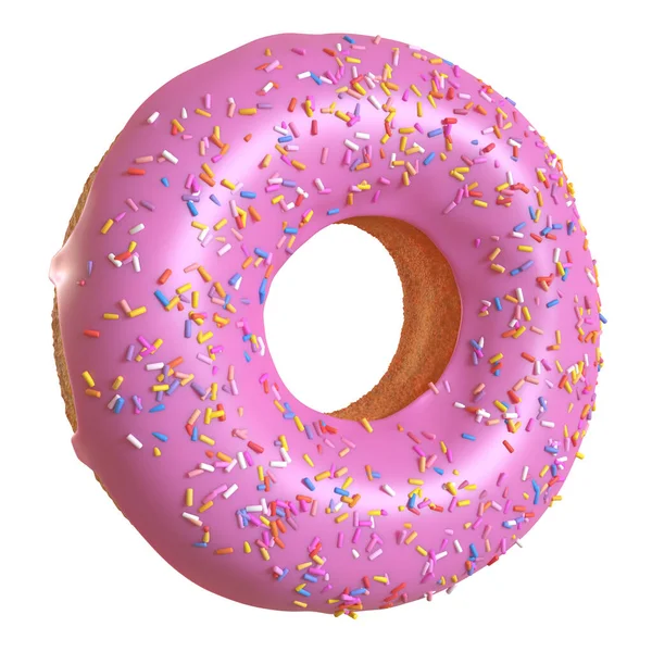 Rosafarbener Donut Auf Weißem Hintergrund Darstellung — Stockfoto