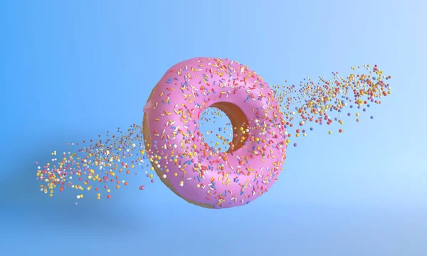 Planète Donut Sur Fond Rose Concept Créatif Minimal Illustration Rendu — Photo