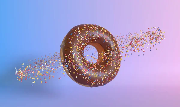 Planète Donut Sur Fond Bleu Concept Créatif Minimal Illustration Rendu — Photo