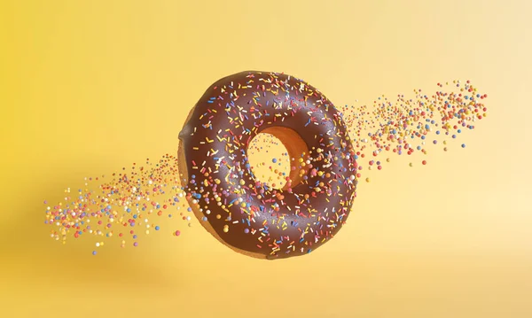 Planeta Donut Sobre Fondo Amarillo Concepto Creativo Mínimo Ilustración Renderizado —  Fotos de Stock