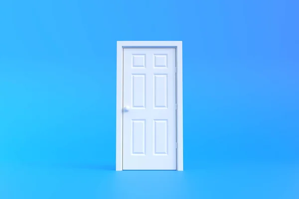 青い背景の部屋で白いドアを閉めた 建築設計要素 最小限の創造的な概念 3Dレンダリング3Dイラスト — ストック写真