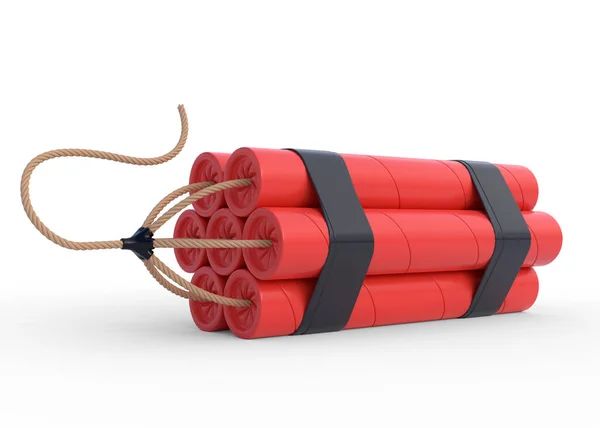 Bundle Red Dynamite Sticks Tnt Wick Isolated White Background Explosive — Stock Photo, Image