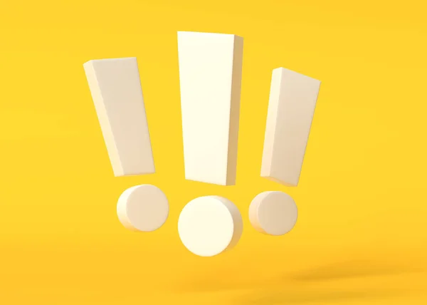 黄色の背景に白い感嘆符のグループ 最小限のアイデアコンセプト 3Dレンダリング 3Dイラスト — ストック写真