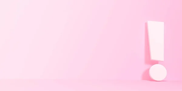 Білий Знак Оклику Рожевому Фоні Концепція Мінімальних Ідей Візуалізація Ілюстрація — стокове фото