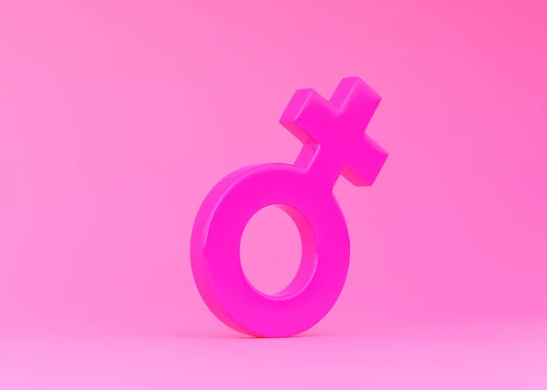 Weibliches Symbol Auf Leuchtend Rosa Hintergrund Pastellfarben Minimalistisches Konzept Sexuelle — Stockfoto