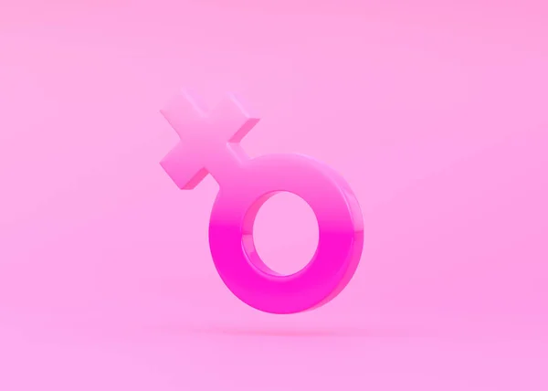 Símbolo Feminino Sobre Fundo Rosa Brilhante Cores Pastel Conceito Minimalista — Fotografia de Stock