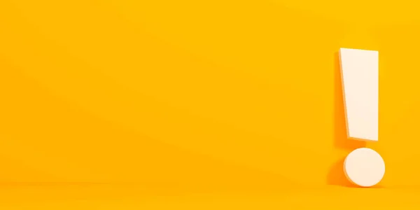 Білий Знак Оклику Жовтому Тлі Концепція Мінімальних Ідей Візуалізація Ілюстрація — стокове фото