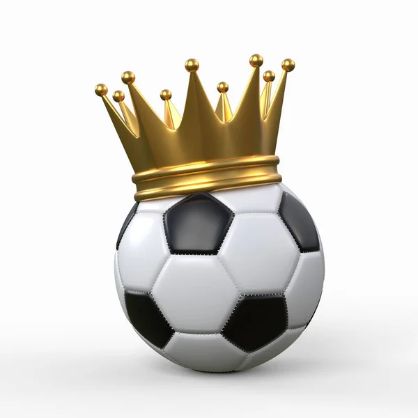 Bola Futebol Coroada Com Uma Coroa Ouro Isolada Sobre Fundo — Fotografia de Stock