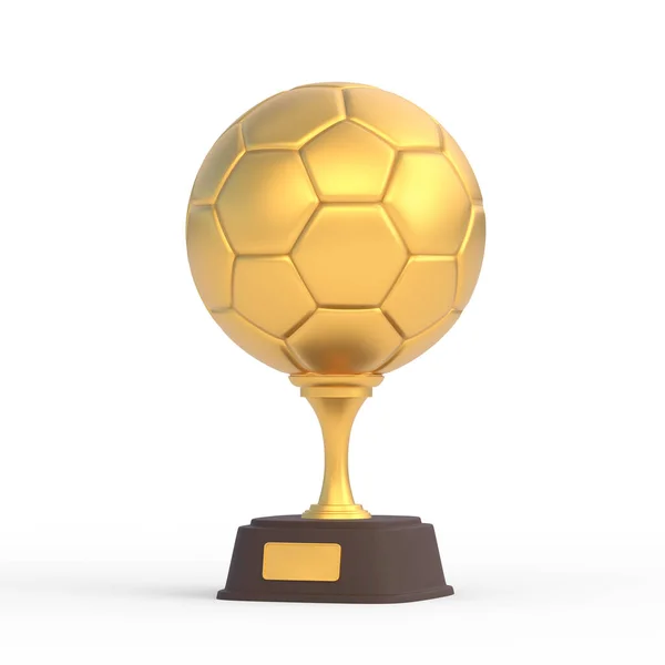 Realistické Zlatý Fotbalový Pohár Trofej Izolované Bílém Pozadí Sportovní Turnaj — Stock fotografie