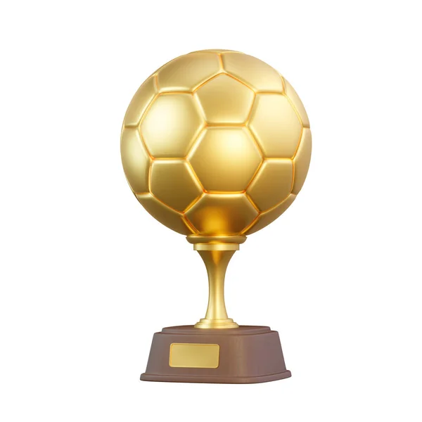 Copa Trofeo Fútbol Dorado Aislado Sobre Fondo Blanco Premio Torneo —  Fotos de Stock