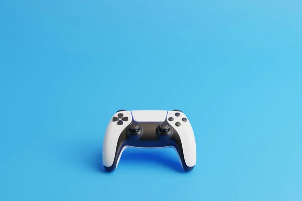 Gamepad Kék Háttérrel Fénymásoló Hellyel Joystick Videojátékhoz Játékvezérlő Creative Minimal — Stock Fotó