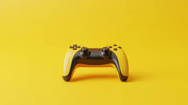 Gamepad Sárga Háttérrel Fénymásoló Hellyel Joystick Videojátékhoz Játékvezérlő Creative Minimal — Stock Fotó