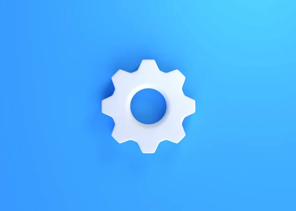 Getriebesymbol Auf Blauem Hintergrund Minimales Konzept Rendering Illustration — Stockfoto
