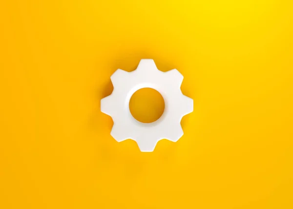 Gear Symbol Yellow Background Minimal Idea Concept Rendering Illustration — Stock Photo, Image