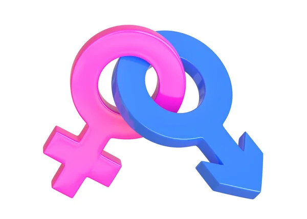 Manliga Och Kvinnliga Symboler Förenas Vit Bakgrund Sexuella Symboler Tecken — Stockfoto