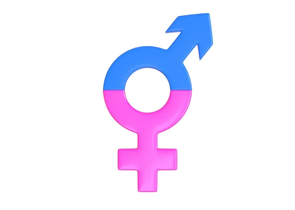 跨性别符号在白色背景上被隔离 性符号 性别图标 Lgbt符号 3D渲染3D说明 — 图库照片