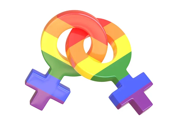 女性同性恋 双性恋和变性者的性别象征在白人背景下被隔离 性符号 静脉的迹象 性别图标 女人的象征3D渲染3D说明 — 图库照片