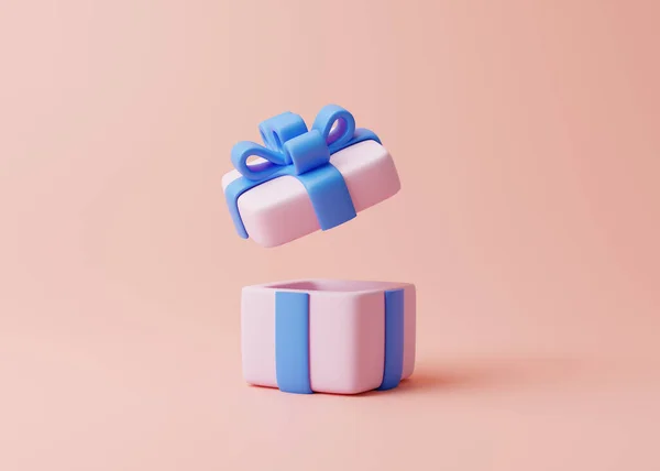 Geschenkkarton Auf Pastellrosa Hintergrund Feiertagsdekoration Festliche Geschenküberraschung Minimalistisches Kreatives Konzept — Stockfoto