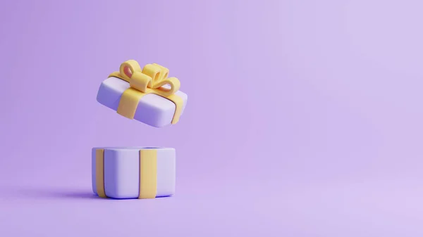 Coffret Cadeau Sur Fond Violet Pastel Décoration Vacances Cadeau Surprise — Photo