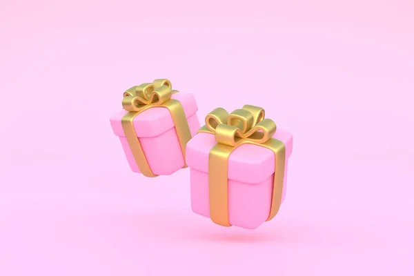 Подарочные Коробки Летают Пастельно Розовом Фоне Праздничное Оформление Праздничный Подарок — стоковое фото
