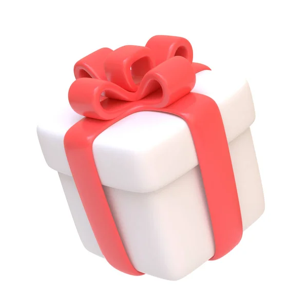 礼品盒被白色背景隔离 假日装饰 节日礼物惊喜 生日或圣诞横幅的真实感图标 3D渲染说明 — 图库照片