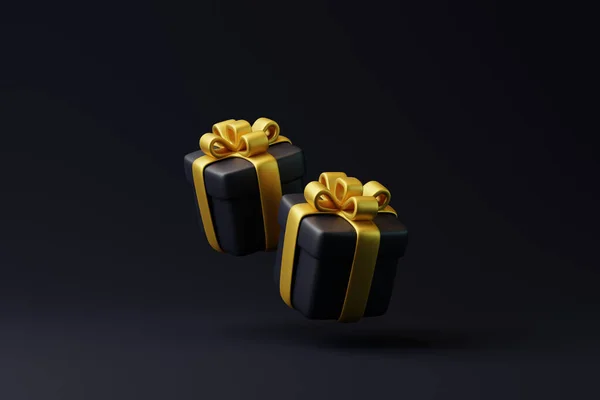 Κουτιά Δώρων Πετούν Μαύρο Φόντο Διακόσμηση Διακοπών Εορταστική Έκπληξη Δώρο — Φωτογραφία Αρχείου