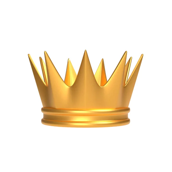 Coroa Ouro Isolada Sobre Fundo Branco Renderização Ilustração — Fotografia de Stock