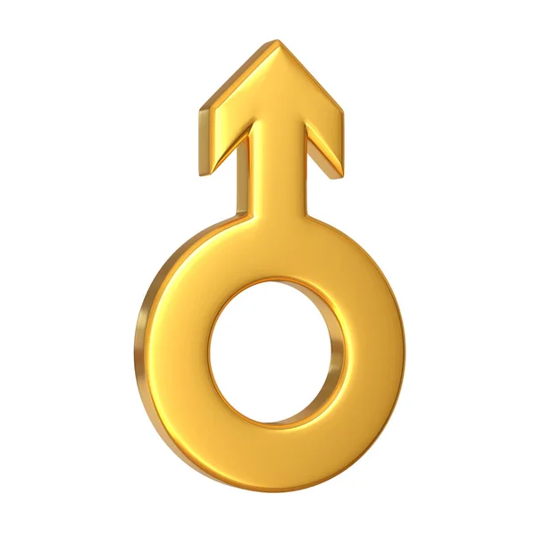 Złoty Męski Symbol Białym Tle Seksualne Symbole Znak Marsa Ikona — Zdjęcie stockowe