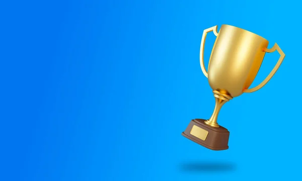 Trofeeënbeker Blauwe Achtergrond Sporttoernooiprijs Gouden Beker Overwinningsconcept Weergave Illustratie — Stockfoto
