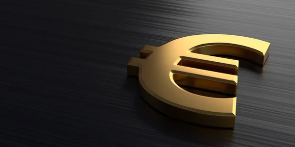 Zlaté Euro Leží Tmavém Chromovém Pozadí Vykreslování Ilustrace — Stock fotografie
