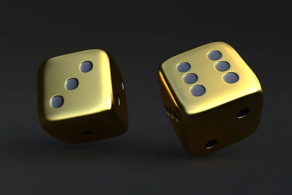 Zwei Rollende Würfel Pokerwürfel Elfenbein Knochen Teufelsknochen Auf Dunklem Hintergrund — Stockfoto