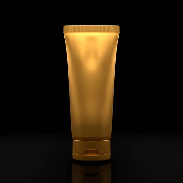 Aranykrém Cső Csomagolócső Műanyag Cső Gyógyszer Vagy Kozmetikai Krém Gél — Stock Fotó
