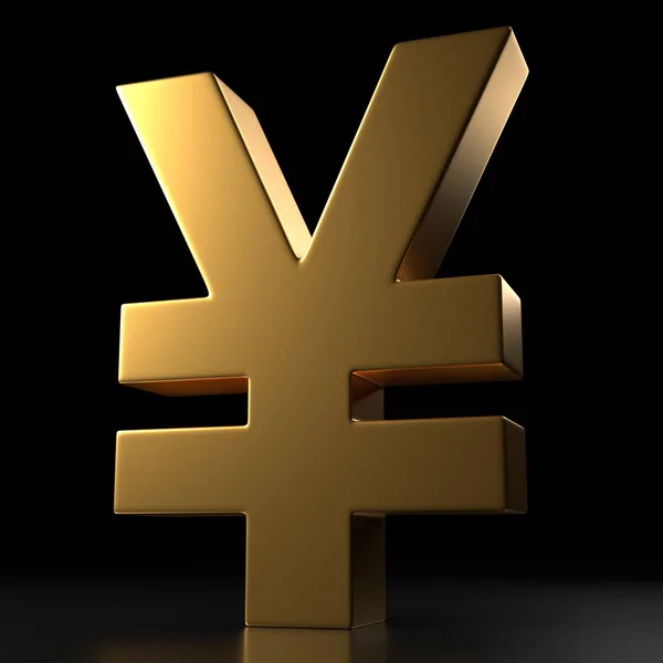 Goldenes Yen Zeichen Isoliert Auf Schwarzem Hintergrund Darstellung — Stockfoto