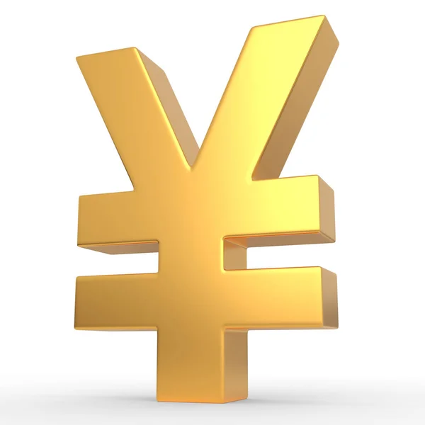 Goldenes Yen Zeichen Isoliert Auf Weißem Hintergrund Darstellung — Stockfoto
