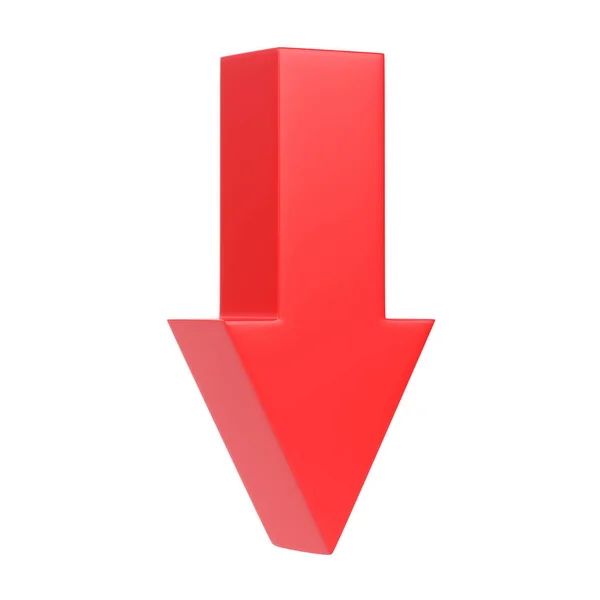 Flecha Roja Hacia Abajo Aislada Sobre Fondo Blanco Ilustración Representación —  Fotos de Stock