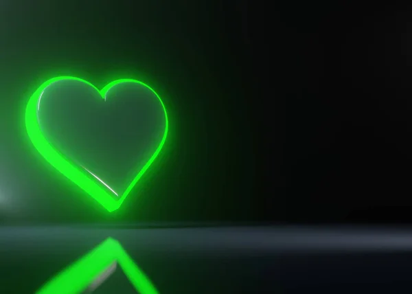 Aces Cartes Jouer Symbole Coeurs Avec Des Lumières Néon Vert — Photo