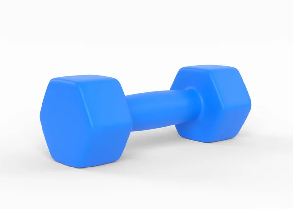 Eine Blaue Kunststoff Oder Metallhantel Für Fitness Isoliert Auf Weißem — Stockfoto