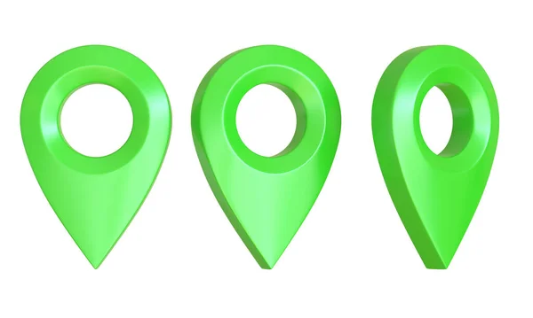 Realistyczny Wskaźnik Mapy Odizolowany Białym Tle Zielona Ikona Znacznika Mapy — Zdjęcie stockowe