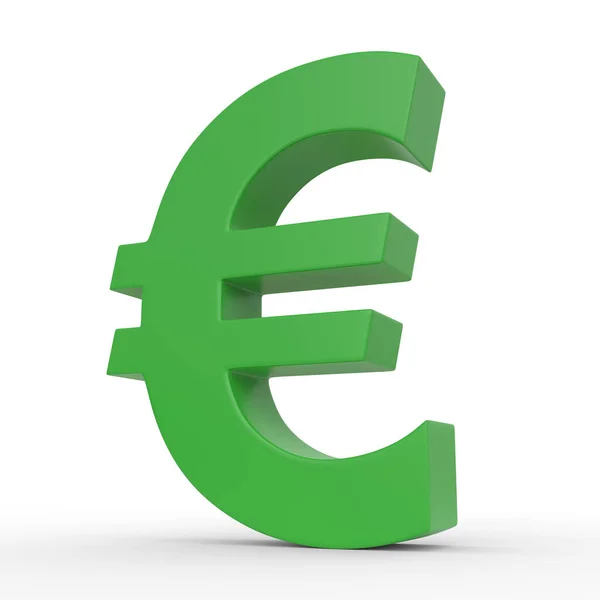 Zöld Euro Jel Elszigetelt Fehér Háttérrel Renderelés Illusztráció — Stock Fotó