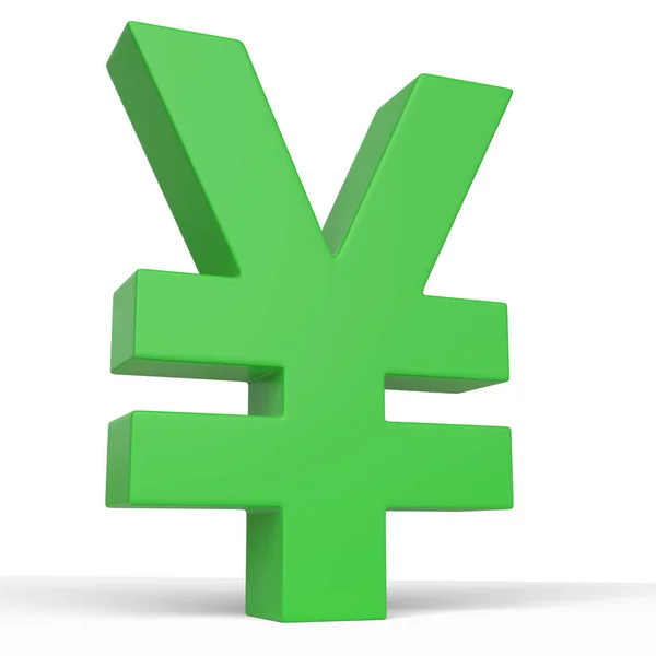 Grünes Yen Zeichen Isoliert Auf Weißem Hintergrund Darstellung — Stockfoto