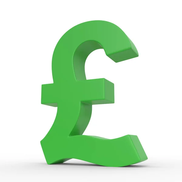 Grünes Pfund Zeichen Isoliert Auf Weißem Hintergrund Darstellung — Stockfoto