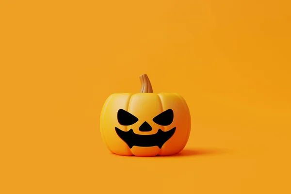 Labu Jack Lantern Dengan Latar Belakang Oranye Konsep Halloween Bahagia — Stok Foto
