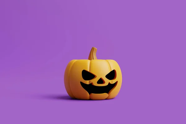 Jack Lantern Pumpa Lila Bakgrund Glad Halloween Koncept Traditionell Oktobersemester — Stockfoto